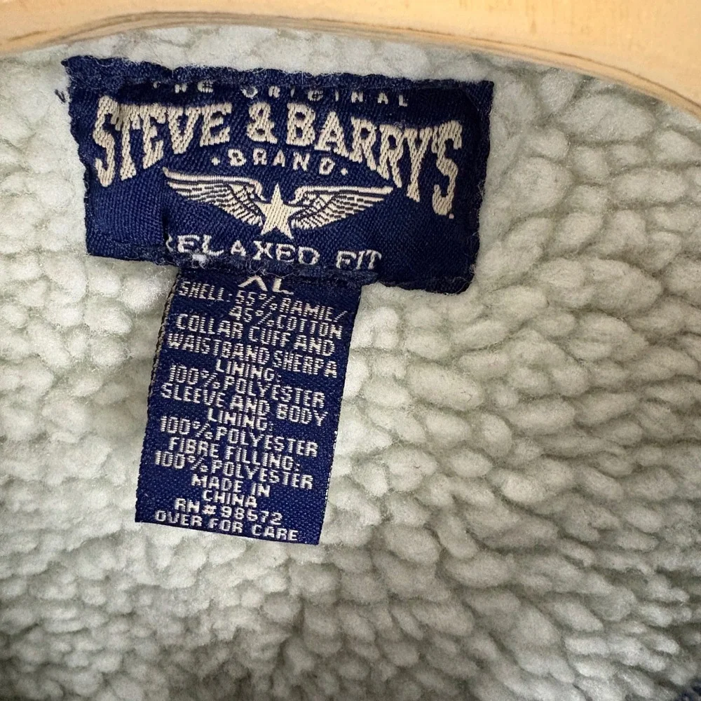 Steve Barrys Relaxed Fit Denim Sherpa Lined Jacket XL Blue Jean Faux Fur Collar - Picture 2 of 6